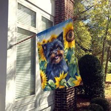 Load image into Gallery viewer, Affenpinscher in Sunflowers House Flag