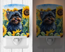 Load image into Gallery viewer, Affenpinscher in Sunflowers Ceramic Night Light