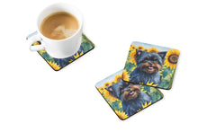 Load image into Gallery viewer, Affenpinscher in Sunflowers Coasters - Set of 4 Lightweight Foam, Absorbent Drink Coasters
