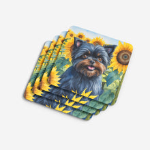 Load image into Gallery viewer, Affenpinscher in Sunflowers Coasters - Set of 4 Lightweight Foam, Absorbent Drink Coasters