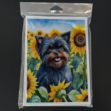 Load image into Gallery viewer, Affenpinscher in Sunflowers Greeting Cards - Blank Note Cards – 8-Pack of Artist-Designed Cards with Envelopes