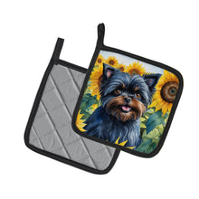 Load image into Gallery viewer, Affenpinscher in Sunflowers Pot Holders - Set of 2 Decorative Kitchen Helpers | Made in the USA