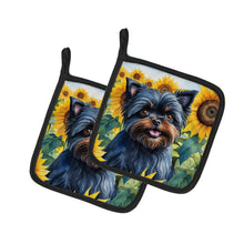 Load image into Gallery viewer, Affenpinscher in Sunflowers Pot Holders - Set of 2 Decorative Kitchen Helpers | Made in the USA