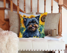 Load image into Gallery viewer, Affenpinscher in Sunflowers Throw Pillow - 14x14 Decorative Pillow – Art for Your Home &amp; Patio