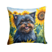 Load image into Gallery viewer, Affenpinscher in Sunflowers Throw Pillow - 14x14 Decorative Pillow – Art for Your Home &amp; Patio