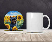 Load image into Gallery viewer, Affenpinscher in Sunflowers Large Sandstone Coasters Pack of 4