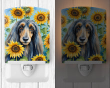 Load image into Gallery viewer, Afghan Hound in Sunflowers Ceramic Night Light