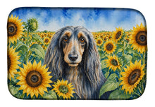 Load image into Gallery viewer, Afghan Hound in Sunflowers Dish Drying Mat Absorbent Dish Drying Mat Pad for Kitchen Counter Dish Drainer Mat for Countertop, 14 x 21", Multicolor