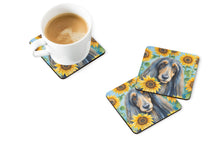 Load image into Gallery viewer, Afghan Hound in Sunflowers Coasters - Set of 4 Lightweight Foam, Absorbent Drink Coasters