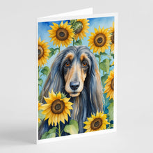 Load image into Gallery viewer, Afghan Hound in Sunflowers Greeting Cards - Blank Note Cards – 8-Pack of Artist-Designed Cards with Envelopes
