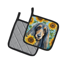 Load image into Gallery viewer, Afghan Hound in Sunflowers Pot Holders - Set of 2 Decorative Kitchen Helpers | Made in the USA