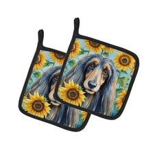 Load image into Gallery viewer, Afghan Hound in Sunflowers Pot Holders - Set of 2 Decorative Kitchen Helpers | Made in the USA