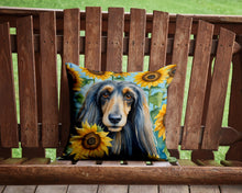 Load image into Gallery viewer, Afghan Hound in Sunflowers Throw Pillow - 14x14 Decorative Pillow – Art for Your Home &amp; Patio