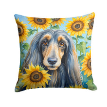Load image into Gallery viewer, Afghan Hound in Sunflowers Throw Pillow - 14x14 Decorative Pillow – Art for Your Home &amp; Patio