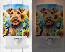 Load image into Gallery viewer, Airedale Terrier in Sunflowers Ceramic Night Light