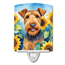 Load image into Gallery viewer, Airedale Terrier in Sunflowers Ceramic Night Light