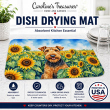 Load image into Gallery viewer, Airedale Terrier in Sunflowers Dish Drying Mat Absorbent Dish Drying Mat Pad for Kitchen Counter Dish Drainer Mat for Countertop, 14 x 21", Multicolor