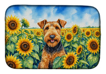Load image into Gallery viewer, Airedale Terrier in Sunflowers Dish Drying Mat Absorbent Dish Drying Mat Pad for Kitchen Counter Dish Drainer Mat for Countertop, 14 x 21", Multicolor