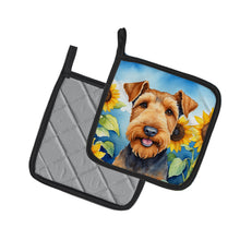 Load image into Gallery viewer, Airedale Terrier in Sunflowers Pot Holders - Set of 2 Decorative Kitchen Helpers | Made in the USA
