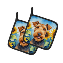 Load image into Gallery viewer, Airedale Terrier in Sunflowers Pot Holders - Set of 2 Decorative Kitchen Helpers | Made in the USA