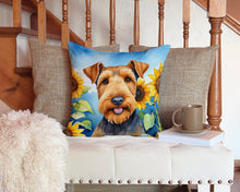 Load image into Gallery viewer, Airedale Terrier in Sunflowers Throw Pillow - 14x14 Decorative Pillow – Art for Your Home &amp; Patio