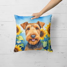 Load image into Gallery viewer, Airedale Terrier in Sunflowers Throw Pillow