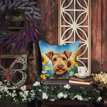 Load image into Gallery viewer, Airedale Terrier in Sunflowers Throw Pillow