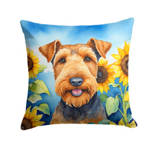 Load image into Gallery viewer, Airedale Terrier in Sunflowers Throw Pillow