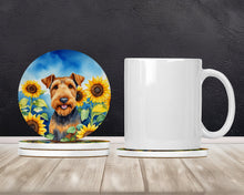 Load image into Gallery viewer, Airedale Terrier in Sunflowers Large Sandstone Coasters Pack of 4