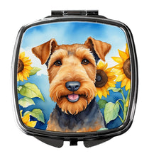 Load image into Gallery viewer, Airedale Terrier in Sunflowers Compact Mirror – Stylish Purse Mirror with Artistic Covers