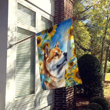 Load image into Gallery viewer, Akita in Sunflowers House Flag
