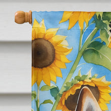 Load image into Gallery viewer, Akita in Sunflowers House Flag
