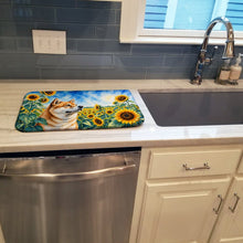 Load image into Gallery viewer, Akita in Sunflowers Dish Drying Mat Absorbent Dish Drying Mat Pad for Kitchen Counter Dish Drainer Mat for Countertop, 14 x 21", Multicolor