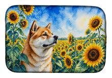 Load image into Gallery viewer, Akita in Sunflowers Dish Drying Mat Absorbent Dish Drying Mat Pad for Kitchen Counter Dish Drainer Mat for Countertop, 14 x 21", Multicolor