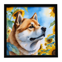 Load image into Gallery viewer, Akita in Sunflowers Framed Metal Print