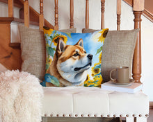 Load image into Gallery viewer, Akita in Sunflowers Throw Pillow - 14x14 Decorative Pillow – Art for Your Home &amp; Patio
