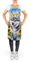 Load image into Gallery viewer, Alaskan Klee Kai in Sunflowers Apron – Artist-Designed Kitchen, BBQ &amp; Craft Apron