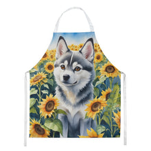Load image into Gallery viewer, Alaskan Klee Kai in Sunflowers Apron – Artist-Designed Kitchen, BBQ &amp; Craft Apron