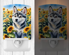 Load image into Gallery viewer, Alaskan Klee Kai in Sunflowers Ceramic Night Light