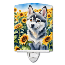 Load image into Gallery viewer, Alaskan Klee Kai in Sunflowers Ceramic Night Light