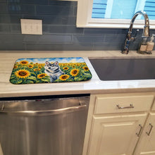 Load image into Gallery viewer, Alaskan Klee Kai in Sunflowers Dish Drying Mat Absorbent Dish Drying Mat Pad for Kitchen Counter Dish Drainer Mat for Countertop, 14 x 21", Multicolor