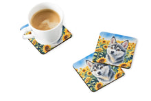 Load image into Gallery viewer, Alaskan Klee Kai in Sunflowers Coasters - Set of 4 Lightweight Foam, Absorbent Drink Coasters
