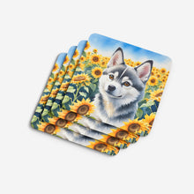 Load image into Gallery viewer, Alaskan Klee Kai in Sunflowers Coasters - Set of 4 Lightweight Foam, Absorbent Drink Coasters