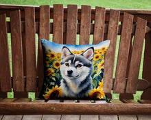 Load image into Gallery viewer, Alaskan Klee Kai in Sunflowers Throw Pillow - 14x14 Decorative Pillow – Art for Your Home &amp; Patio