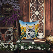 Load image into Gallery viewer, Alaskan Klee Kai in Sunflowers Throw Pillow