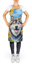 Load image into Gallery viewer, Alaskan Malamute in Sunflowers Apron – Artist-Designed Kitchen, BBQ &amp; Craft Apron