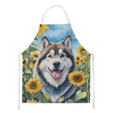 Load image into Gallery viewer, Alaskan Malamute in Sunflowers Apron – Artist-Designed Kitchen, BBQ &amp; Craft Apron