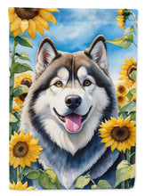 Load image into Gallery viewer, Alaskan Malamute in Sunflowers House Flag