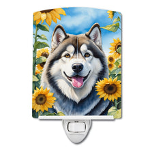 Load image into Gallery viewer, Alaskan Malamute in Sunflowers Ceramic Night Light