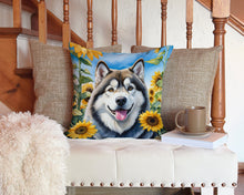 Load image into Gallery viewer, Alaskan Malamute in Sunflowers Throw Pillow - 14x14 Decorative Pillow – Art for Your Home &amp; Patio